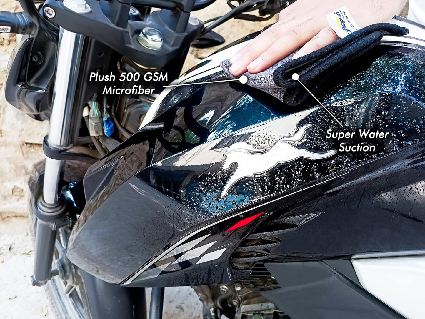 Microfiber Super Absorbent Cloth 500 GSM 40X40 cms Packof 4 Grey! Silk Banded Edge Towel Set Extra Thick Cleaning Cloths Perfect for Bike Auto Cars